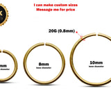 14K Solid Gold Nose Ring - Thin Gold Nose Piercing Hoop Ring - 20 Gauge (0.8mm) - Septum Ring, Nose Piercing, Dainty Ring, Helix Ring