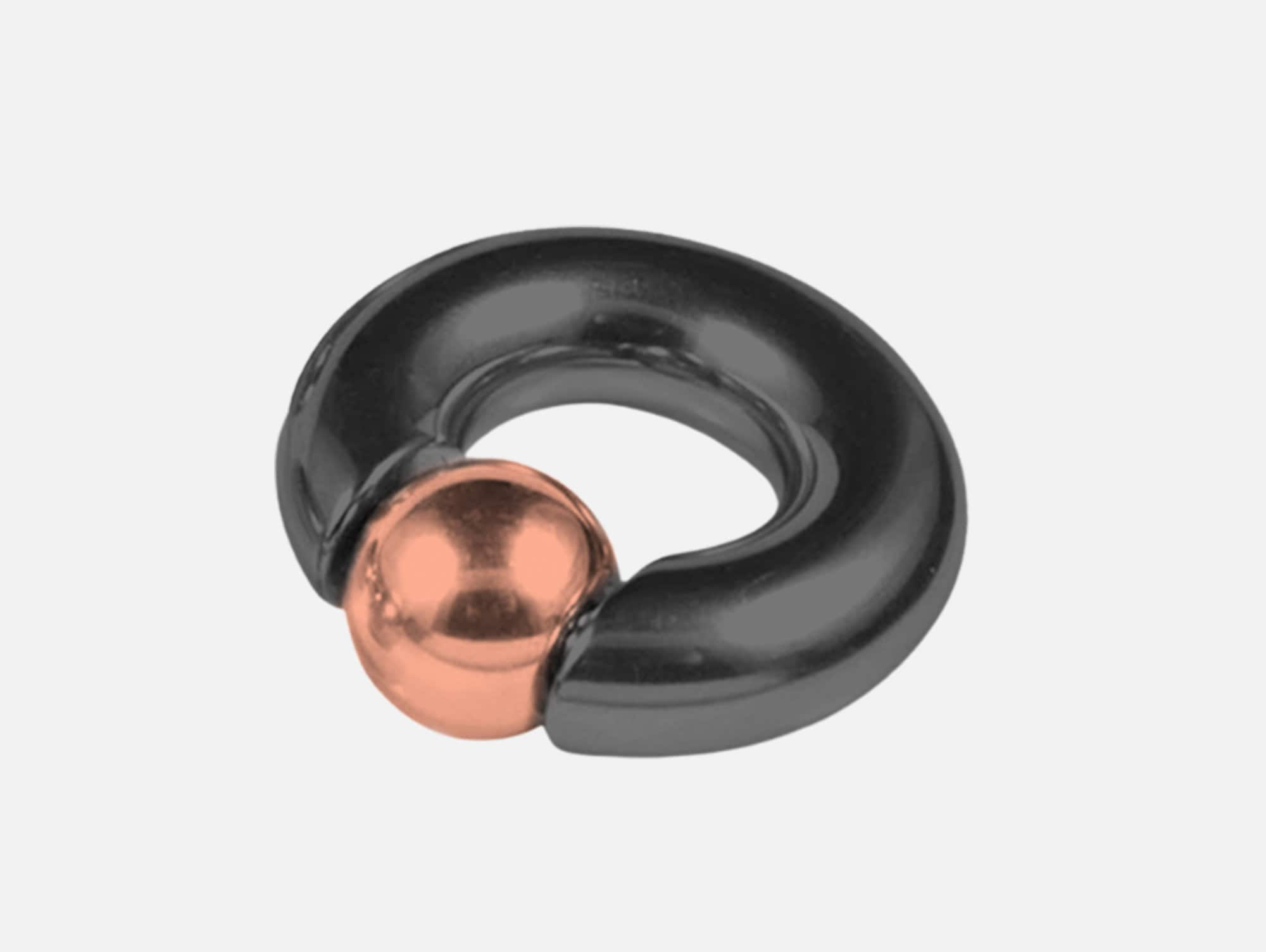 Black Prince Albert Piercing, Prince Albert Jewelry, PA Ring - Captive Bead Ring, Captive Prince 8G to 00G with Custom Spring Ball Closure