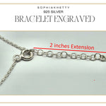 Silver Bar Bracelet with Double Chain and Round Charm Crystal - Personalised your Bracelet with Text Word, Letters and Image