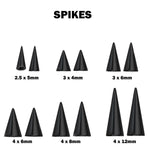 Black Cone / Spike Nose Bridge Barbell Upper Nose Piercing with Steel Chain - 18G 16G 14G Straight Barbell - Choose Spike and Cone Size