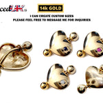14K Gold Heart Belly Rings- Solid Gold Belly Button Ring with Gem Stone - 14g Belly Ring - Finest Quality Gold Body Piercing Jewelry