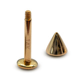 14K Gold Cone Labret Stud Lip Jewellery - 14G Labret Piercing, Lip Ring, Lip Stud, Tragus Earring with Peach Gold Cone