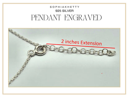 Sterling Silver Engraved Locket Pendant Necklace with CZ Gem Bling Star - Oval Shape - Put your Personalized Text Word, Letters or Quote