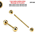 14K Solid Gold Straight Barbell Piercing - 14K Gold Body Piercing for Ears, Tongue, Nipples Jewelry, Cartilage Bar - 14G 16G available