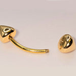 14K Gold Round Cone Eyebrow Piercing Curved Barbell Piercing, Cartilage Piercing, Belly Ring - 16G Body Jewellery Gold Bent Bar