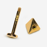 14K Gold Spike Pyramid Labret Stud Lip Jewellery, Lip Piercing Tragus Earring - 14G Body Jewellery Gold Lip Bar