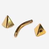 14K Gold 3 Side Pyramid Design Spike Eyebrow Piercing Curved Barbell Piercing, Cartilage Piercing, Belly Ring - 14G Body Jewellery