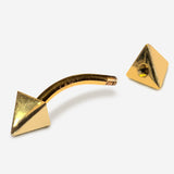 14K Gold 3 Side Pyramid Design Spike Eyebrow Piercing Curved Barbell Piercing, Cartilage Piercing, Belly Ring - 14G Body Jewellery