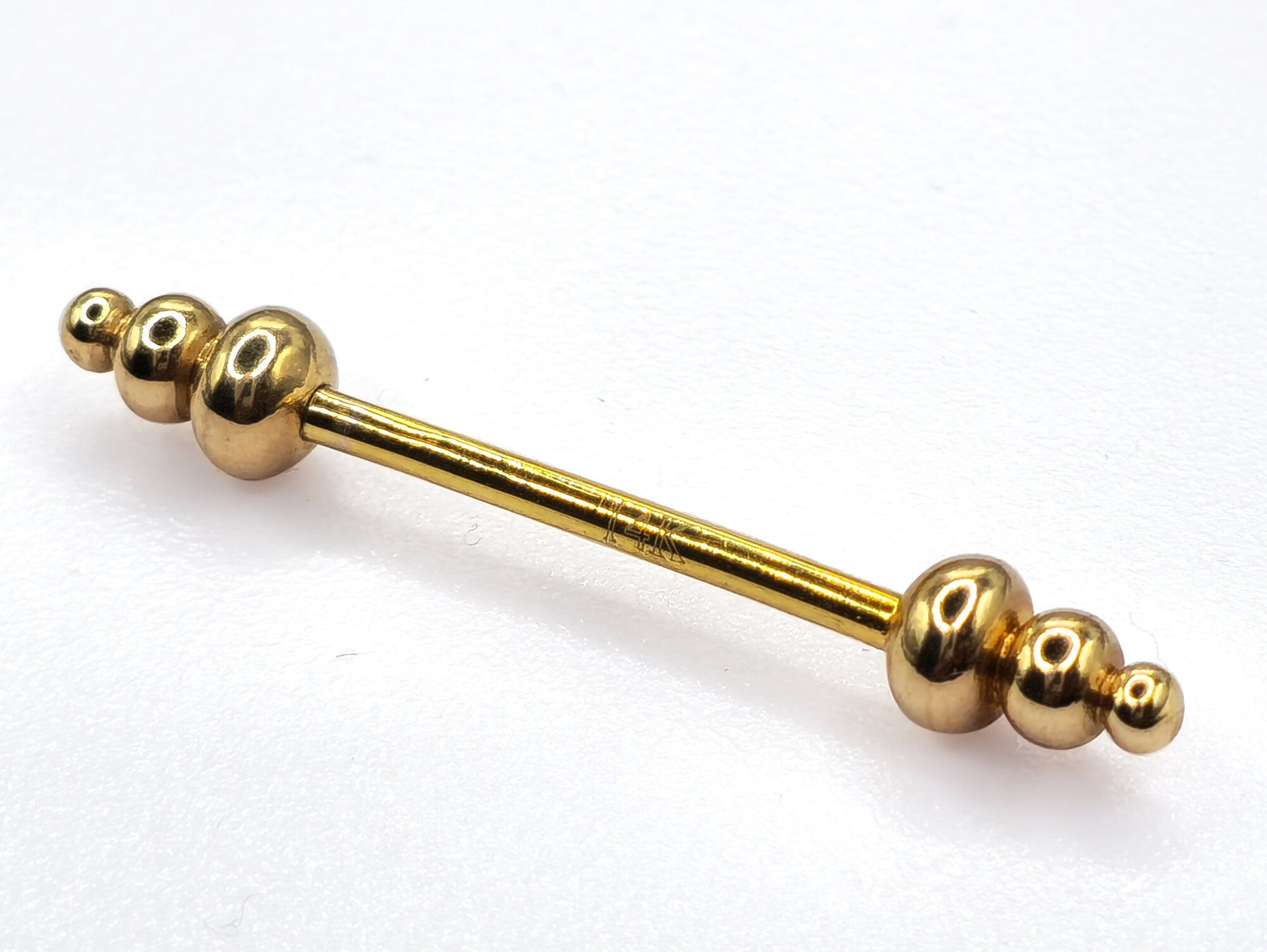 14K Gold Unique Style Barbell Piercing, Nipple Jewelry, Barbell Earrings - 14G Body Jewellery Straight Barbell Stud