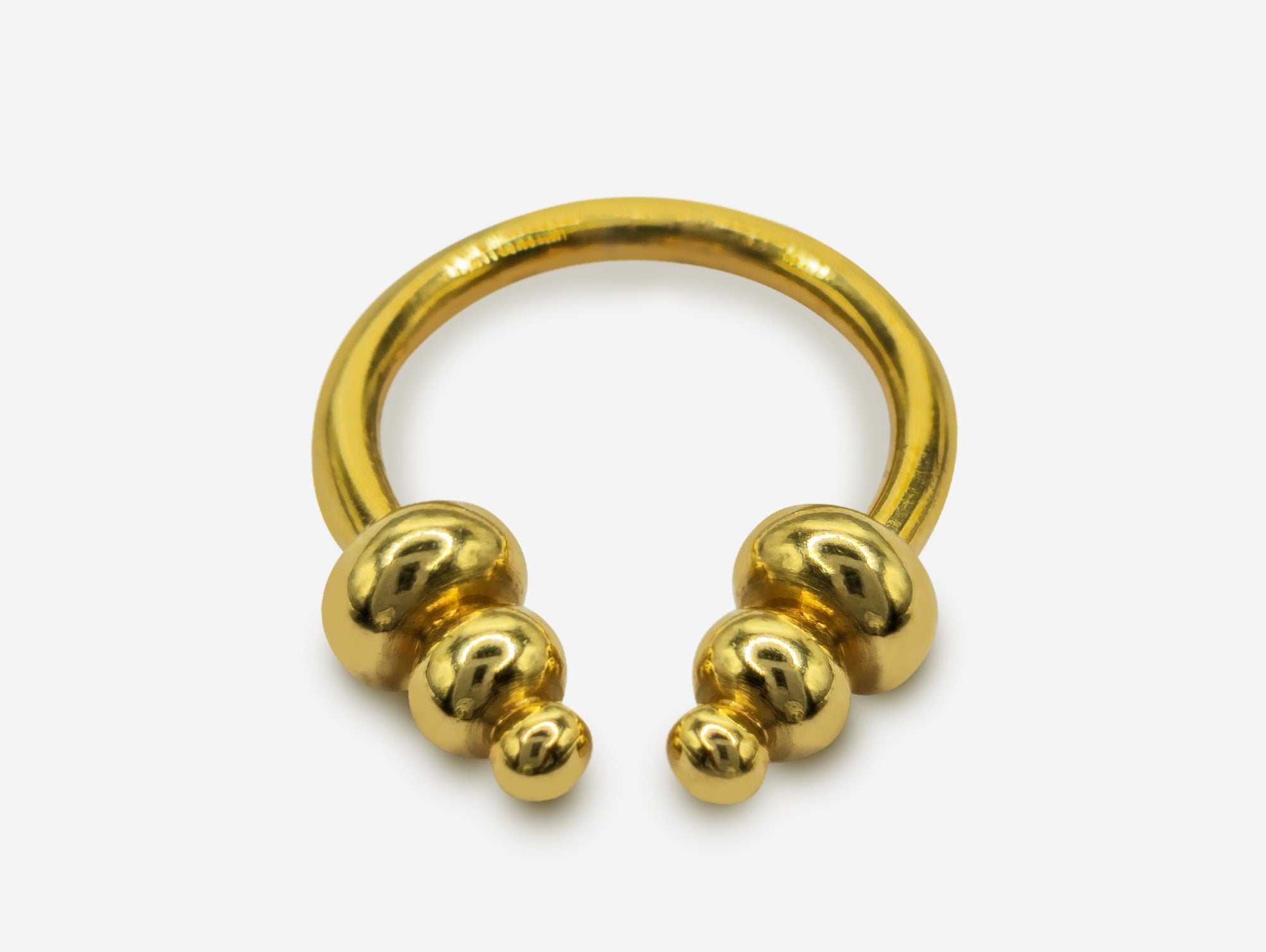 14K Gold Unique Style Septum Horseshoe Barbell, Septum ring, Lip Piercing - 14G Body Jewellery Gold Nose Ring