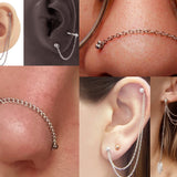 Silver Piercing Chains for Barbells, Curved barbell, Body Jewellery Chains, Nipple Chains, Nose Bridge Chains