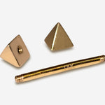 14K Real Gold 4 Side Pyramid Cone Barbell Piercing, Nipple Jewelry, Barbell Earrings - 14G Body Jewellery Straight Barbell Stud