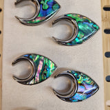 Titanium Saddle Plugs Ear Stretching with Abalone Shell - Ear Tunnels, Reverse Ear Plug Earrings - Body Piercing Jewellery Ear Gauges