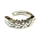 Titanium Reverse Clicker Belly Ring, Flower Design Navel Ring - 14G Belly Bar Size 10mm - Gold, Rose Gold, Silver Tone