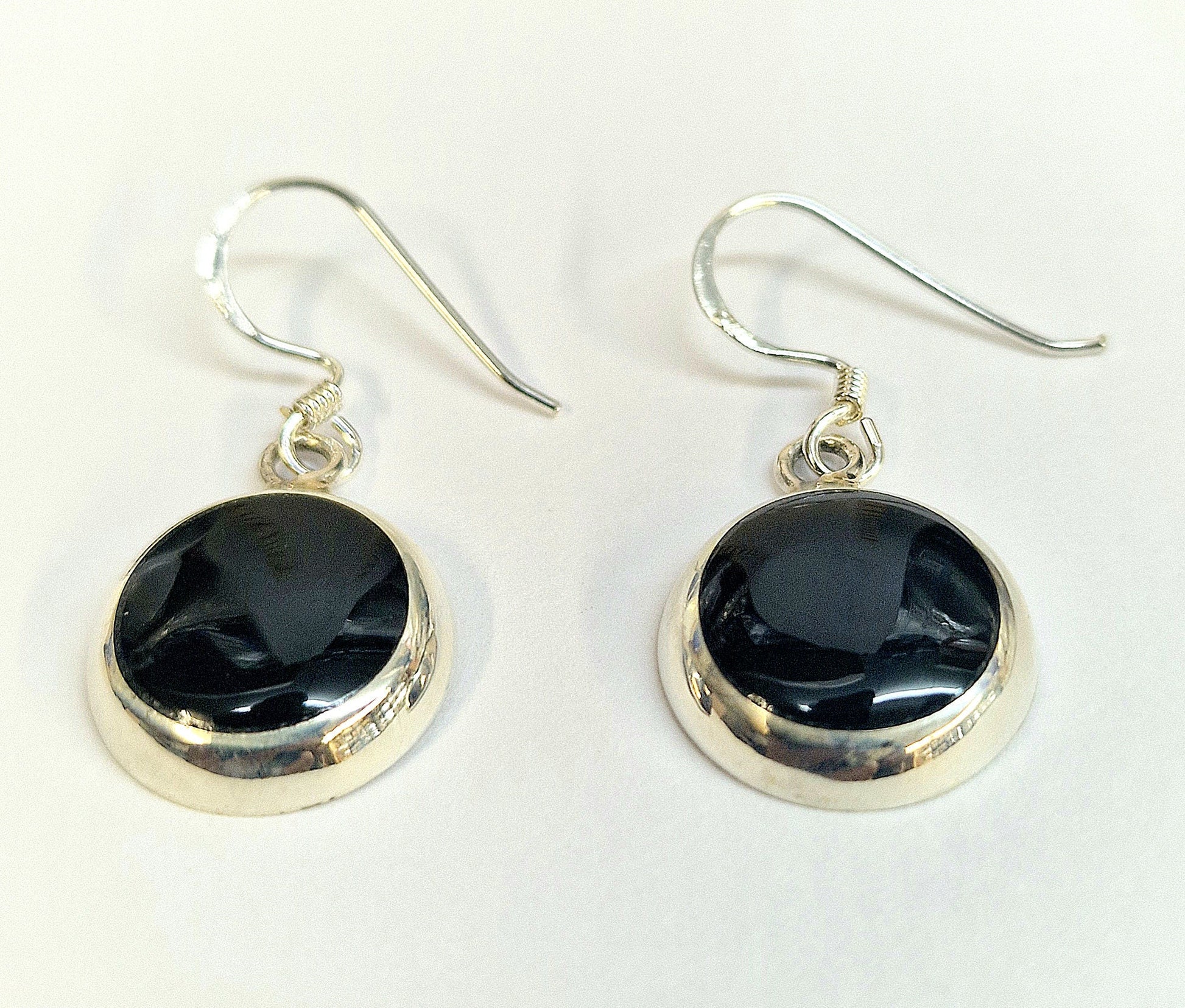 Silver Drop Dangle Earrings and Pendant Sets with Genuine Onyx Stones