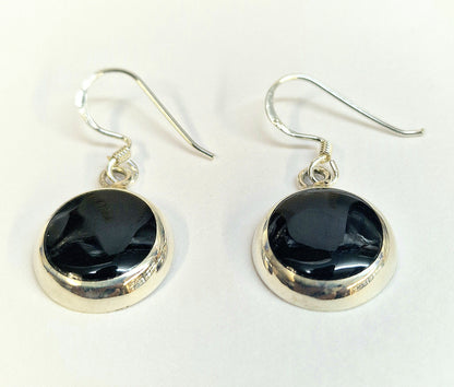 Silver Drop Dangle Earrings and Pendant Sets with Genuine Onyx Stones