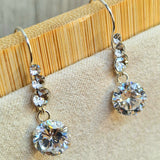 Silver Drop Dangle Beautiful Shiny CZ Crystal Earrings - This exquisite earring captivates with its timeless elegance.
