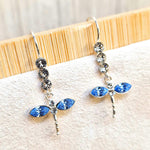 Silver Drop Dragonfly Earrings with CZ Crystals - Ear lobe Hook Earrings Add a touch of refined sparkle to your ears.