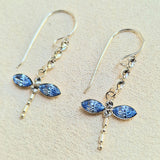 Silver Drop Dragonfly Earrings with CZ Crystals - Ear lobe Hook Earrings Add a touch of refined sparkle to your ears.