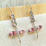 Silver Drop Dragonfly Earrings with CZ Crystals - Ear lobe Hook Earrings Add a touch of refined sparkle to your ears.