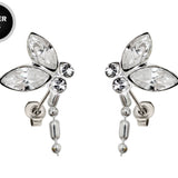 Silver Butterfly Stud Earrings with CZ Crystals - Cute exquisite earring captivates with its timeless elegance.