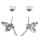 Silver Butterfly Stud Earrings with CZ Crystals - Cute exquisite earring captivates with its timeless elegance.