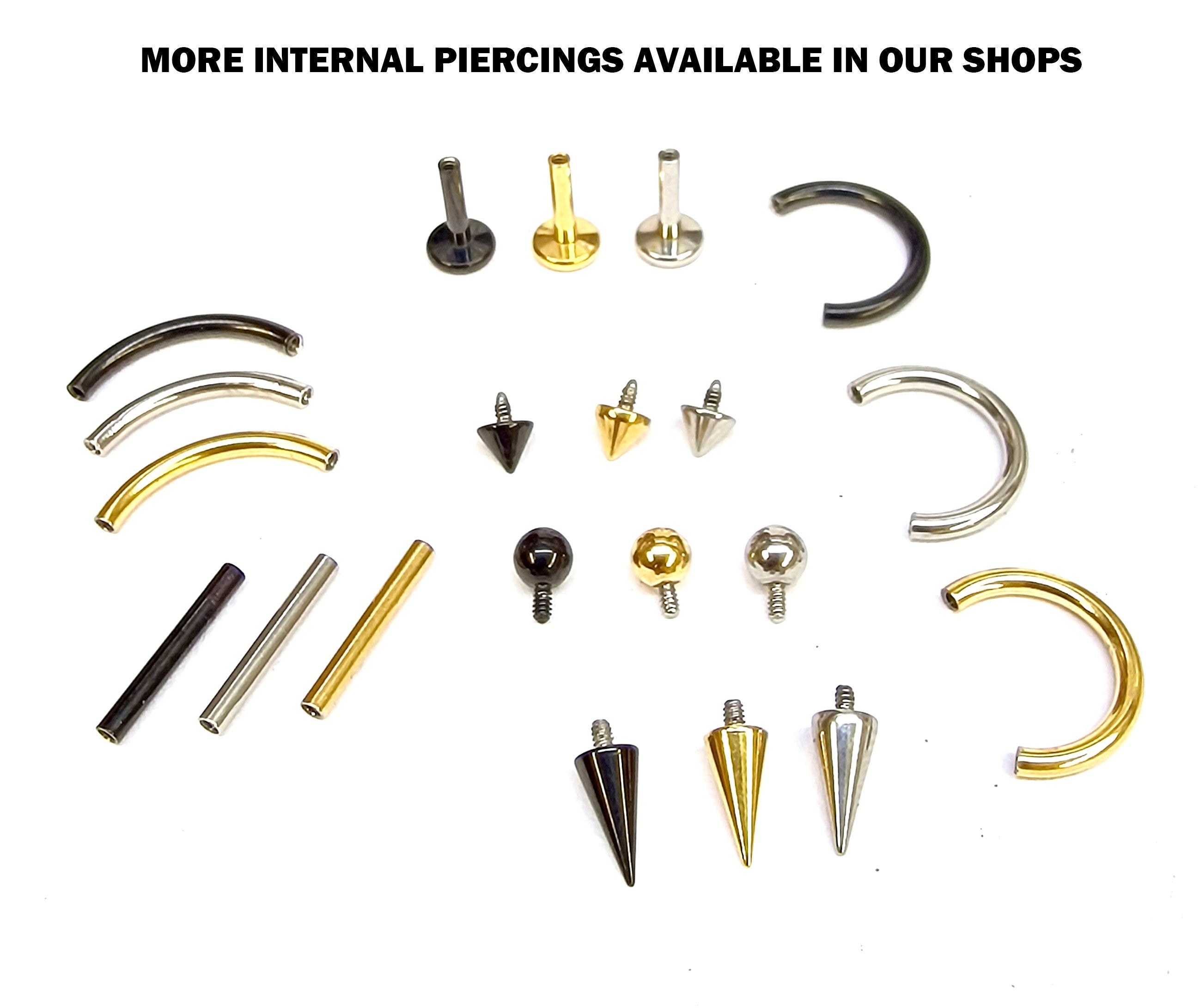 Titanium Black Spike Eyebrow Piercing 16G 14G Internally Threaded Curved Barbell Cones/Spike Lip Piercing, Rook Barbell, Cartilage Piercing