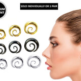 Titanium Spiral Saddle Plugs Ear Stretching Ear Tunnel Coil, Ear Plug Earrings - Body Piercing Jewellery Ear Gauges