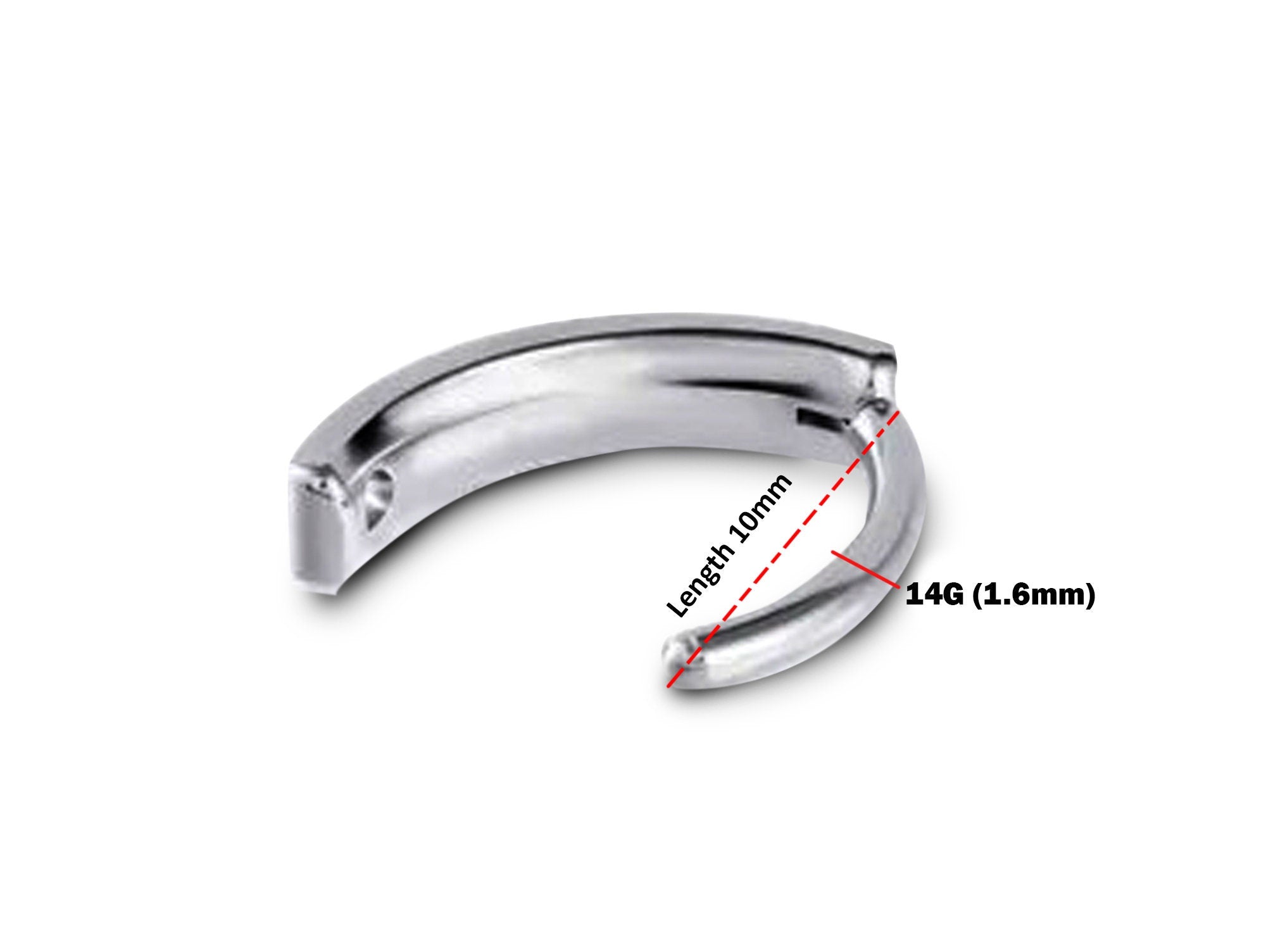 Titanium Reverse Heart Clicker Belly Ring, Navel Ring with CZ Stone Crystals - 14G Belly Bar Size 10mm - Gold, Rose Gold, Silver Tone