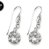 Silver Drop Dangle Beautiful Shiny CZ Crystal Earrings - This exquisite earring captivates with its timeless elegance.