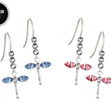 Silver Drop Dragonfly Earrings with CZ Crystals - Ear lobe Hook Earrings Add a touch of refined sparkle to your ears.