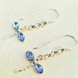 Silver Drop Dragonfly Earrings with CZ Crystals - Ear lobe Hook Earrings Add a touch of refined sparkle to your ears.