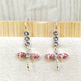 Silver Drop Dragonfly Earrings with CZ Crystals - Ear lobe Hook Earrings Add a touch of refined sparkle to your ears.