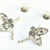 Silver Butterfly Stud Earrings with CZ Crystals - Cute exquisite earring captivates with its timeless elegance.