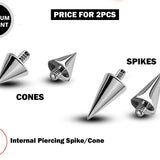 Piercing Spikes Replacement Loose Parts for Internally Threaded Piercing - Titanium Spike and Cones for 16g 14g Barbells Body Piercing