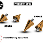 Piercing Spikes Replacement Loose Parts for Internally Threaded Piercing - Titanium Spike and Cones for 16g 14g Barbells Body Piercing