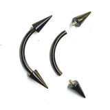 Titanium Black Spike Eyebrow Piercing 16G 14G Internally Threaded Curved Barbell Cones/Spike Lip Piercing, Rook Barbell, Cartilage Piercing