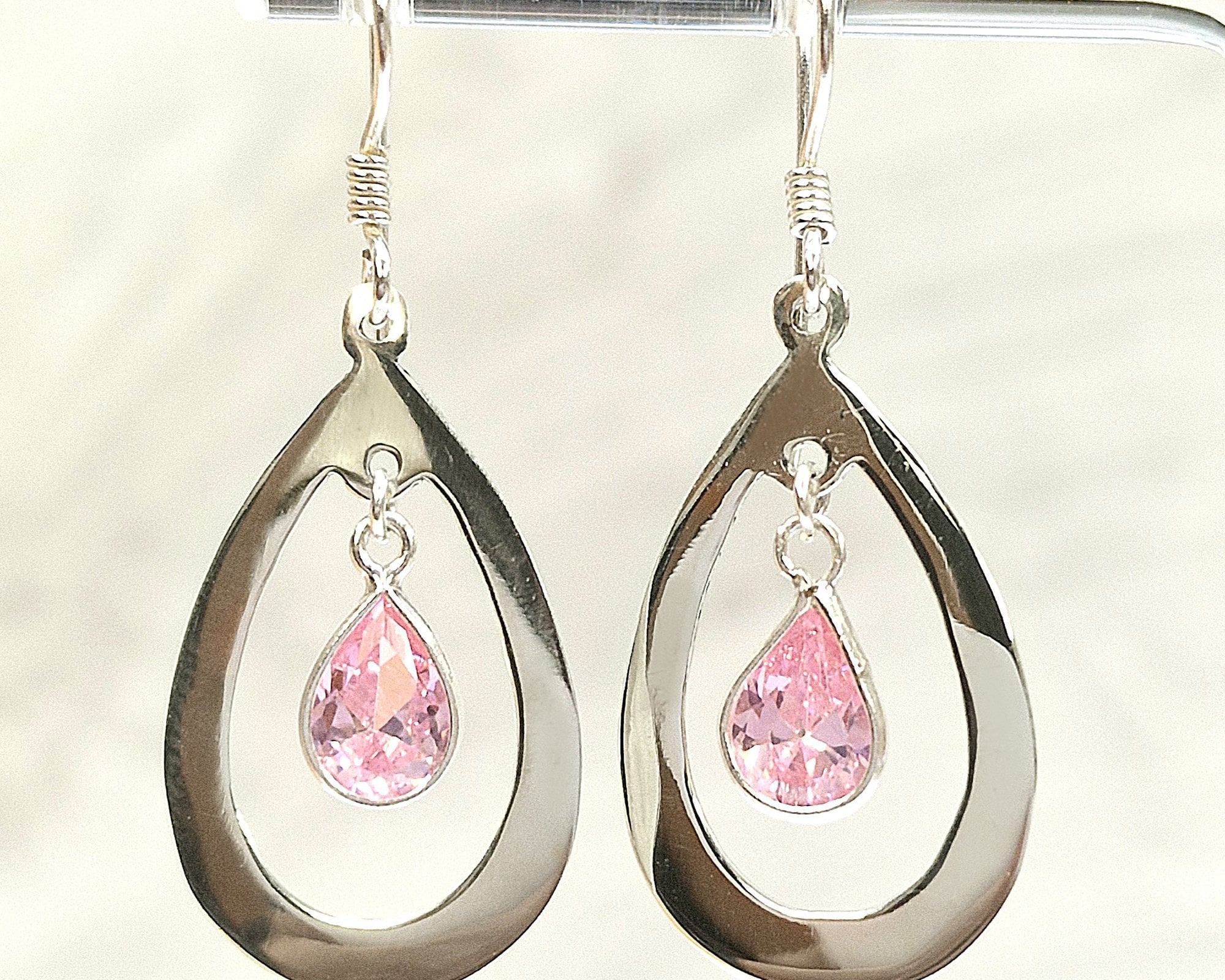 Tear Drop Dangle Earrings - Silver 925 earring with High quality CZ Crystals.