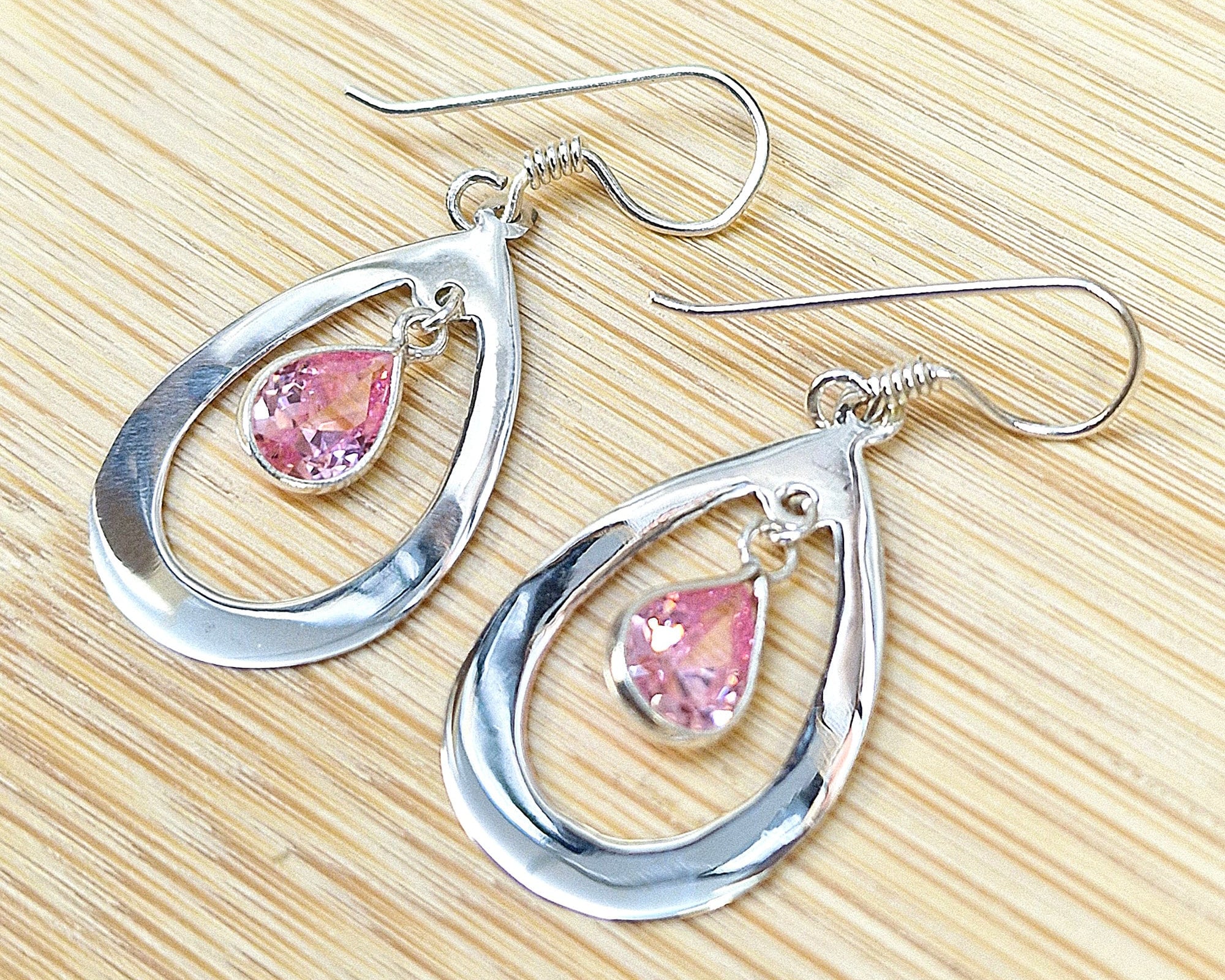 Tear Drop Dangle Earrings - Silver 925 earring with High quality CZ Crystals.