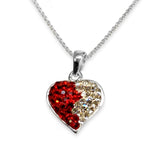 Silver Heart Pendant Necklace with High quality CZ Crystals and Adjustable Silver Chain Necklace