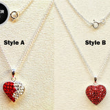 Silver Heart Pendant Necklace with High quality CZ Crystals and Adjustable Silver Chain Necklace