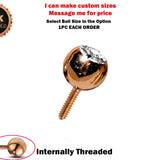 14K Solid Gold Piercing Balls Replacement for Internally Threaded Piercing Barbell, CBB, Curved Bar and Labrets