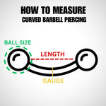 14K Solid Gold Eyebrow Barbell with Gemstones: 18G 16G 14G Curved Piercing Jewelry