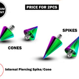 Piercing Spikes Replacement Loose Parts for Internally Threaded Piercing - Titanium Spike and Cones for 16g 14g Barbells Body Piercing