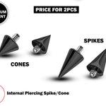 Piercing Spikes Replacement Loose Parts for Internally Threaded Piercing - Titanium Spike and Cones for 16g 14g Barbells Body Piercing