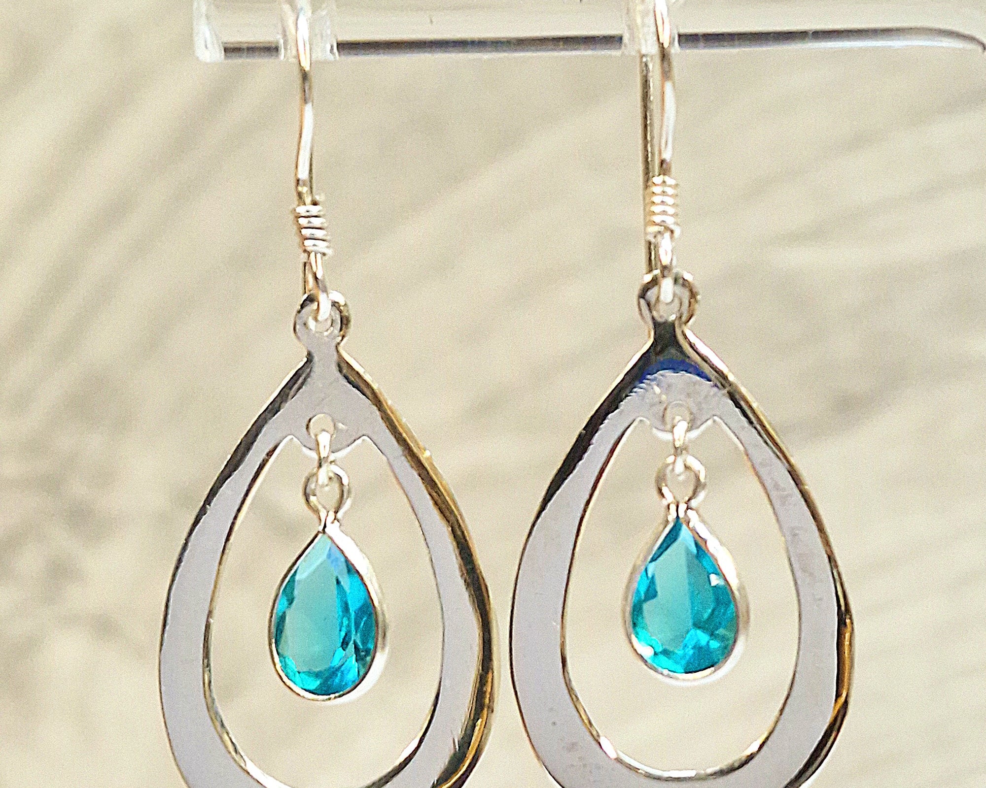 Tear Drop Dangle Earrings - Silver 925 earring with High quality CZ Crystals.