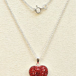 Silver Heart Pendant Necklace with High quality CZ Crystals and Adjustable Silver Chain Necklace