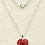Silver Heart Pendant Necklace with High quality CZ Crystals and Adjustable Silver Chain Necklace