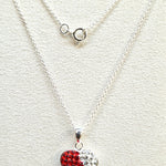 Silver Heart Pendant Necklace with High quality CZ Crystals and Adjustable Silver Chain Necklace