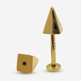 14K Gold Spike Labret Stud Lip Jewellery, Lip Piercing Tragus Earring - Pyramid Design - 16G Body Jewellery Gold Lip Bar